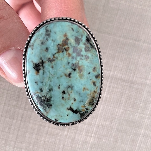 Monumental Turquoise & Sterling Silver Statement Ring - Picture 1 of 4